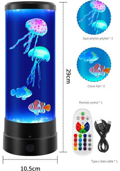 Kabarcık Balık Lambası, Denizanası Lambası, Uzaktan Kumanda ile LED 16 Renk Değişen Akvaryum Işığı, USB Güç Denizanası Gece Lambası (Yurt Dışından)