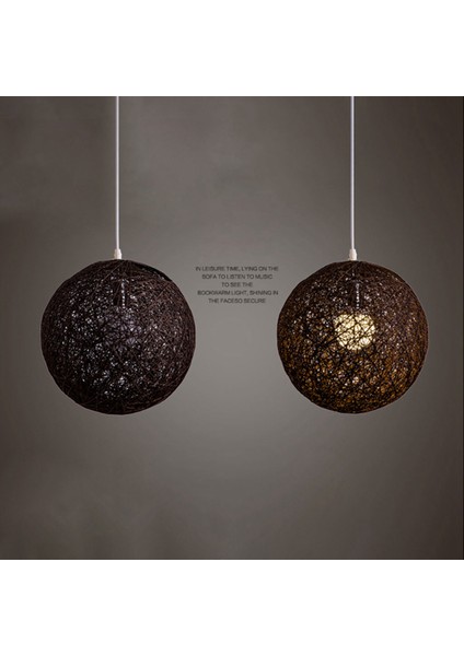 2x Kahve Bambu, Rattan ve Kenevir Topu Avize Bireysel Yaratıcılık Küresel Rattan Yuva Abajur (Yurt Dışından) modelleri