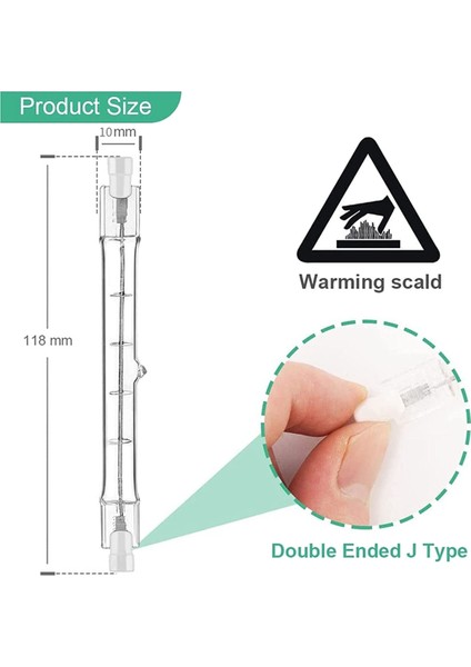 R7S Halojen Ampul 118 mm 200 W 230 V 20'li Paket Halojen Çubuk R7S Halojen Ampul R7S Kısılabilir Halojen Çubuk Lamba Işıkları (Yurt Dışından)
