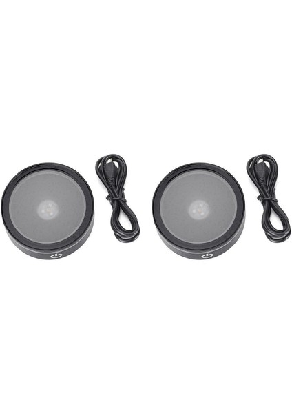 2x LED Işık Tabanı, Hassas Dokunmatik Anahtarlı, 3D Lazer Kazınmış Kristal Cam Fotoğraf Çerçevesi Için Yuvarlak Stand Ekranı (Yurt Dışından)