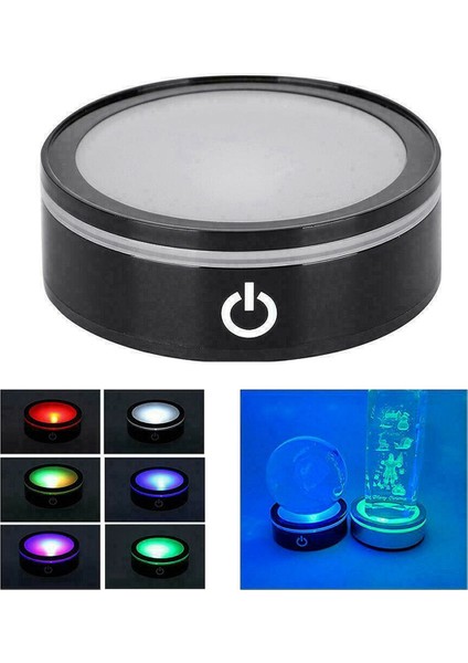 2x LED Işık Tabanı, Hassas Dokunmatik Anahtarlı, 3D Lazer Kazınmış Kristal Cam Fotoğraf Çerçevesi Için Yuvarlak Stand Ekranı (Yurt Dışından) indirimleri