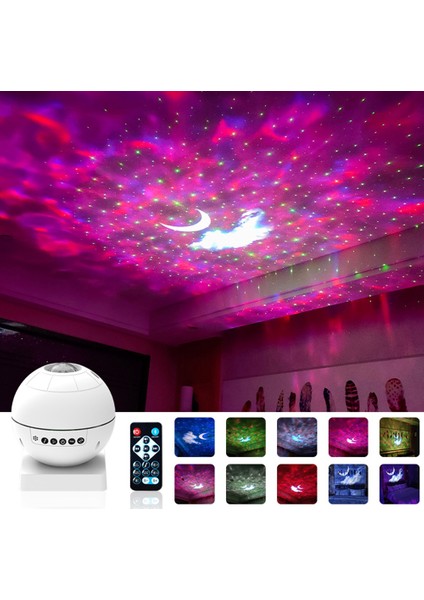 Yıldız Projektör Işığı LED Gece Lambası LED Projektör Işık Müzik Yıldızlı Su Dalgası Projektör Işığı Uyku Başucu Lambası (Yurt Dışından) fiyatları