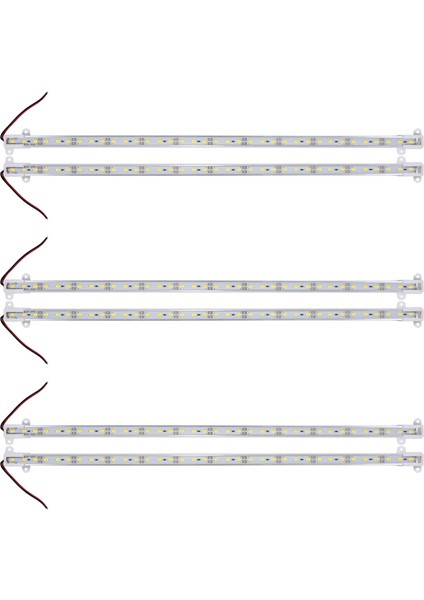 6x 50CM 12V 36 LED 5630 Smd Sert Şerit Işık Alüminyum Kabuk, Uç Kapaklı Sıcak Beyaz (Yurt Dışından)