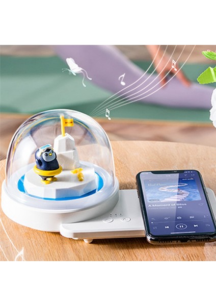 Bluetooth Hoparlör ile Kablosuz Şarj Başucu Gece Işıkları Yatak Odası Masa Lambası Atmosfer Masa Gece Lambası Astronot (Yurt Dışından)