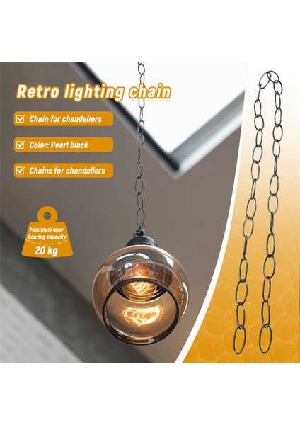 Vintage Avize Asılı Lamba, Inci Siyahı Için 1m Ağır Hizmet Zinciri (Yurt Dışından) fırsatları