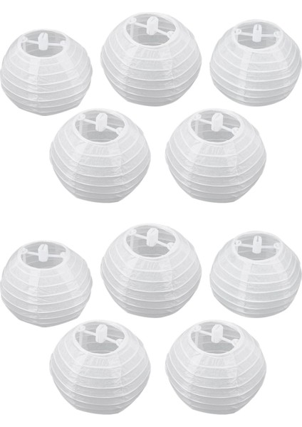 10 Adet 4 Inç 10 cm Yuvarlak Kağıt Fener Doğum Günü Düğün Parti Dekor Hediye Zanaat Dıy Creavtive (Beyaz) (Yurt Dışından)