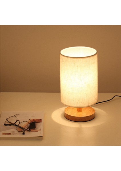 3x Yuvarlak Başucu Masa Lambası Komidin Lambası Kumaş Gölge ve Yatak Odası, Oturma Odası Modern Ofis Için Masif Ahşap (Yurt Dışından) modelleri