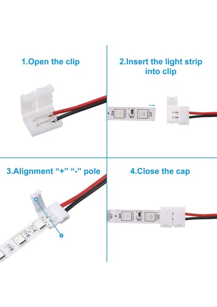 48 Adet 8mm 2 Pin LED Şerit Işık Konektörü 8 mm Genişliğinde Esnek Smd 3528 2835 Tek Renkli LED Şerit Işıklar Lehimsiz (Yurt Dışından) fırsatları