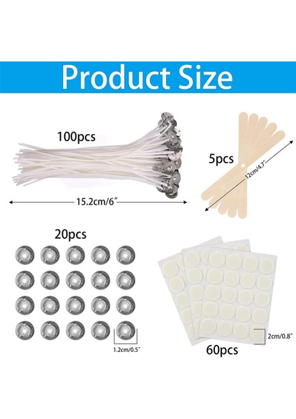 Mum Fitilleri (200'LÜ Paket), 15 cm Mum Fitilleri, Mum Yapımı Için Kokusuz Mum Fitilleri Mum Dıy (Yurt Dışından) modelleri