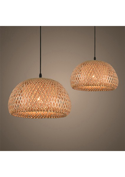 2x Aydınlatma Rattan Lamba El Yapımı Bambu Avize Retro Cafe Bar Salonu Bahçe Restoran Yatak Odası Için Işık Kaynağı ile (Yurt Dışından) fırsatları