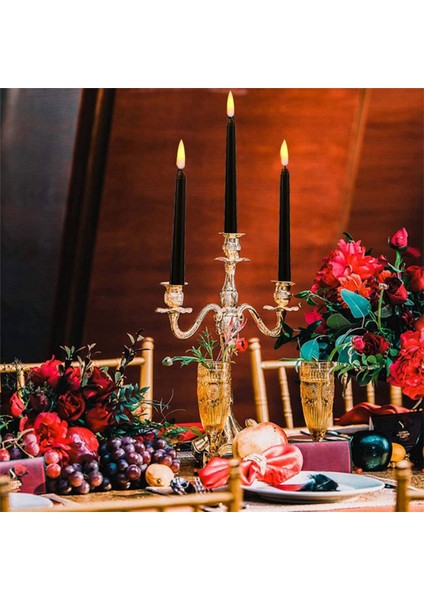 24'lü Paket Siyah LED Doğum Günü Mumu, Sarı Alevsiz Titreşen Kumandalı LED Cadılar Bayramı Mumları (Yurt Dışından)