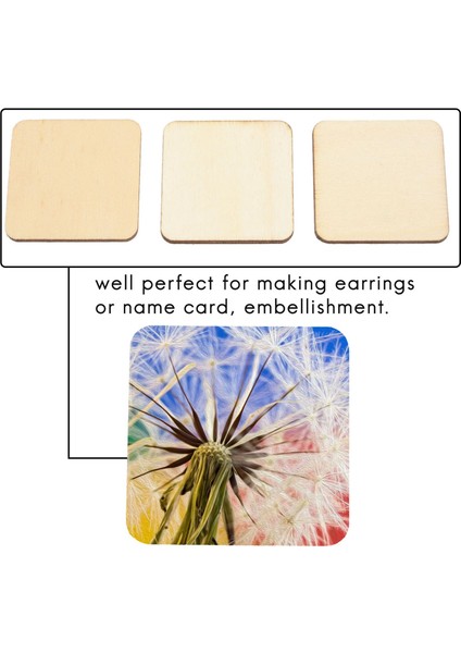 50 Adet Kendin Yap Kare Dekoratif Ahşap Dilim (Yurt Dışından) fiyatları