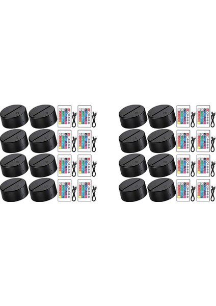 2x 3D Gece LED Işık Lamba Tabanı LED Işıklar Ekran Tabanı Işıklı Taban Standı Uzaktan Kumanda ve USB Kablosu ile 16 Renk (Yurt Dışından)