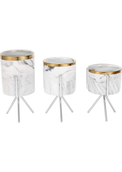 Iskandinav Mermer Desen Vazo Seramik Demir Sanat Vazo Gül Altın Gümüş Masa Yeşil Bitki Saksı Ev Ofis Vazolar Dekoratif, Gümüş (Yurt Dışından)