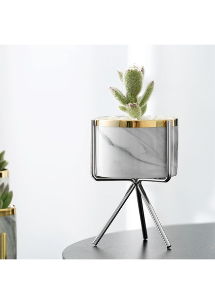 Iskandinav Mermer Desen Vazo Seramik Demir Sanat Vazo Gül Altın Gümüş Masa Yeşil Bitki Saksı Ev Ofis Vazolar Dekoratif, Gümüş (Yurt Dışından) fırsatları