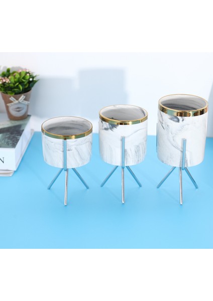 Iskandinav Mermer Desen Vazo Seramik Demir Sanat Vazo Gül Altın Gümüş Masa Yeşil Bitki Saksı Ev Ofis Vazolar Dekoratif, Gümüş (Yurt Dışından) indirimleri