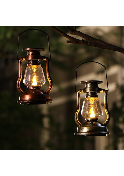 2x Retro Güneş Asılı Mum Işığı LED Gaz Lambası Titreşen Alevsiz Güneş Fener Açık Bahçe Yard Aydınlatma-Altın (Yurt Dışından)