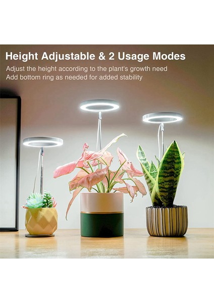 Iç Mekan Bitkileri Için 2x Büyütme Işıkları, Tam Spektrumlu LED Halo Bitki Işığı, Bitkiler Için Stand Yüksekliği Ayarlanabilir Otomatik Zamanlayıcı ile (Yurt Dışından) fiyatları