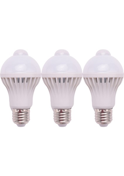 3x E27 LED Ampul Işık Hareket Sensörlü Işık LED Pır Hareket Sensörü Lamba Küre Ampul Işık Lambası, 5W (Yurt Dışından)