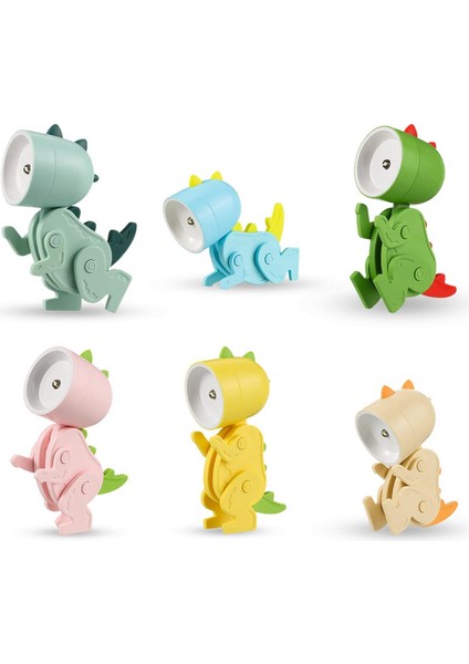 6 Parça Mini LED Masa Dinozor Şekli Lamba Sevimli Küçük Telefon Tutucu, Çocuklar Için Taşınabilir Okuma Masası Gece Lambası (Yurt Dışından)