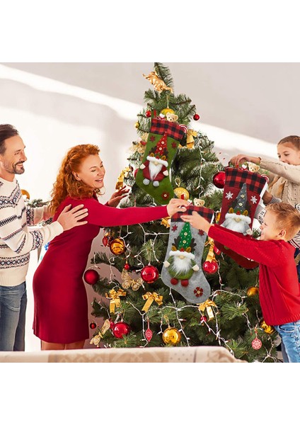Noel Dekorasyon Hediye Yüzü Olmayan Bebek Noel Çorap Kolye Noel Baba Çocuk Noel Hediyesi Çanta Yeşil (Yurt Dışından)