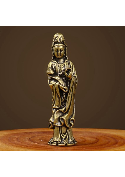 Minyatür Buda Guan Yin Bodhisattva Bronz Buda Bronz Heykeli Küçük Peyzaj Dekorasyon Antik Bronz Eşya (Yurt Dışından)