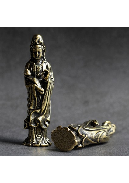 Minyatür Buda Guan Yin Bodhisattva Bronz Buda Bronz Heykeli Küçük Peyzaj Dekorasyon Antik Bronz Eşya (Yurt Dışından)