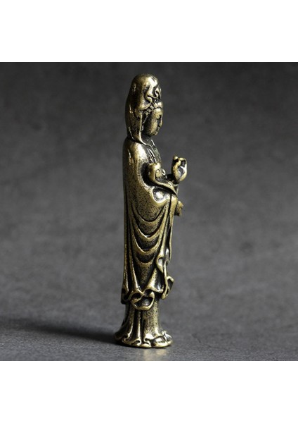 Minyatür Buda Guan Yin Bodhisattva Bronz Buda Bronz Heykeli Küçük Peyzaj Dekorasyon Antik Bronz Eşya (Yurt Dışından)