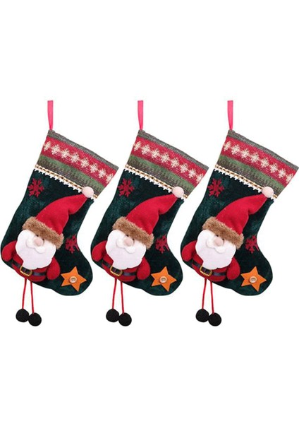 3 Paket Noel Çorap Noel Baba Kardan Adam ve Noel Tatil Partisi Dekorasyonu Için Ren Geyiği, A (Yurt Dışından)