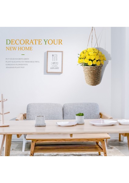 3 Parça El Dokuma Depolama Sepeti Hasır Asılı Saksı Sepeti Bitki Sepeti Kapalı ve Açık Çiçek Konteyner (Yurt Dışından) fiyatları