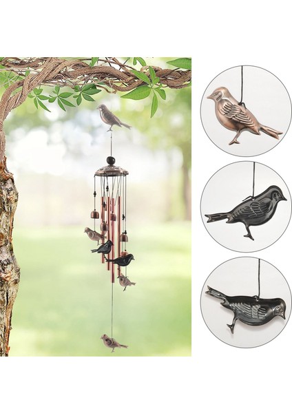 Kuş Rüzgar Çanları Su Geçirmez Metal Rüzgar Çanları 4 Alüminyum Tüp ile 6 Çan Ev Için Romantik Rüzgar Çanı (Yurt Dışından)