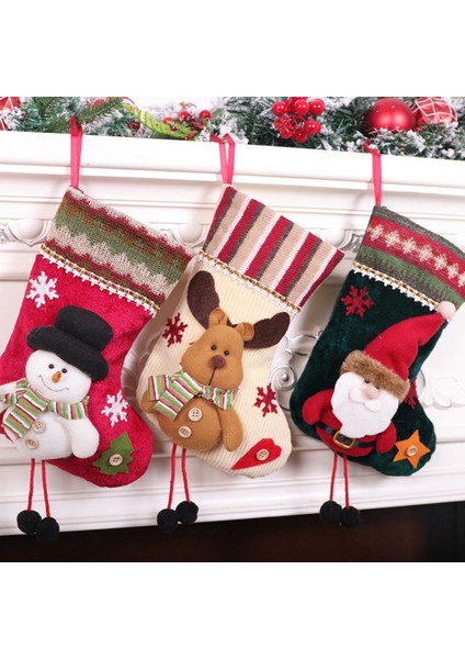 3 Paket Noel Çorap Noel Baba Kardan Adam ve Noel Tatil Partisi Dekorasyonu Için Ren Geyiği, A (Yurt Dışından)