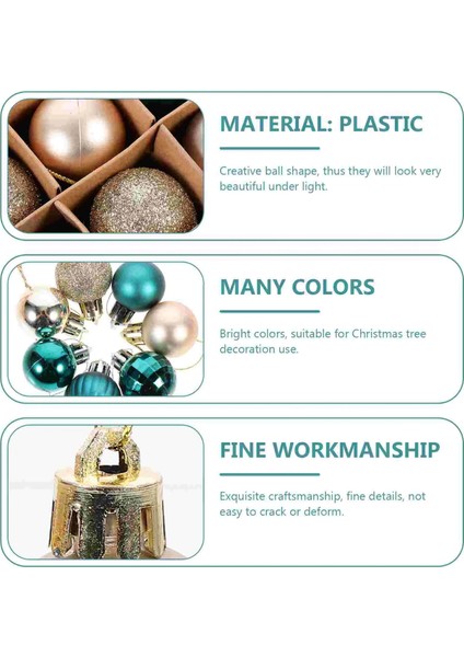 64 Adet Çok Amaçlı Noel Süsleri Yılbaşı Hediyeleri Yılbaşı Ağacı Topları - Mavi Altın (Yurt Dışından) indirimleri