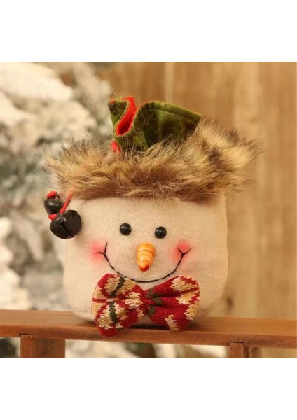 3 Adet Noel Hediyesi Bebek Çantaları Ipli Şeker Çantaları 3D Noel Şekeri Elma Çantaları Kardan Adam-Geyik-Noel Baba Stil B (Yurt Dışından)