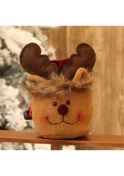 3 Adet Noel Hediyesi Bebek Çantaları Ipli Şeker Çantaları 3D Noel Şekeri Elma Çantaları Kardan Adam-Geyik-Noel Baba Stil B (Yurt Dışından)