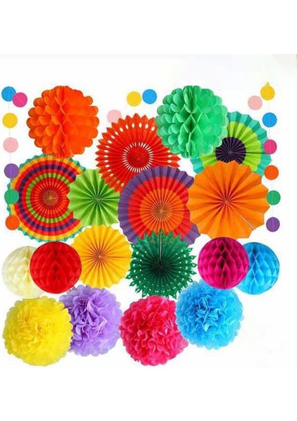 20 Adet Renkli Parti Fiesta Süslemeleri Kağıt Hayranları Kağıt Çiçek Topu Petek Topları Düğün Doğum Günü Etkinlikleri Için Set Festivali Malzemeleri (Yurt Dışından)
