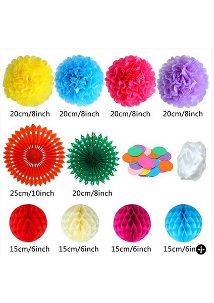 20 Adet Renkli Parti Fiesta Süslemeleri Kağıt Hayranları Kağıt Çiçek Topu Petek Topları Düğün Doğum Günü Etkinlikleri Için Set Festivali Malzemeleri (Yurt Dışından) modelleri