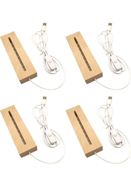 2x Ahşap Dikdörtgen Işık Tabanı, Ahşap LED Ekran Tabanı Ayaklı Işık Lamba Standı Akrilik, Kristal, Gece Lambası, Reçine Sanat (Yurt Dışından)