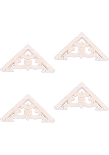 4 Adet 8x8 cm Ahşap Oyma Köşe Onlay Aplike Dekor Mobilya Zanaat Boyasız (Yurt Dışından)