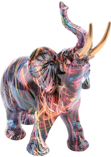 Iskandinav Boyama Graffiti Fil Heykel Heykelcik Renkli Sanat Fil Heykeli Yaratıcı Reçine Hayvan Heykeli Dekor C (Yurt Dışından)