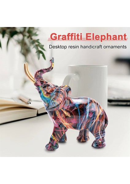 Iskandinav Boyama Graffiti Fil Heykel Heykelcik Renkli Sanat Fil Heykeli Yaratıcı Reçine Hayvan Heykeli Dekor C (Yurt Dışından) indirimleri