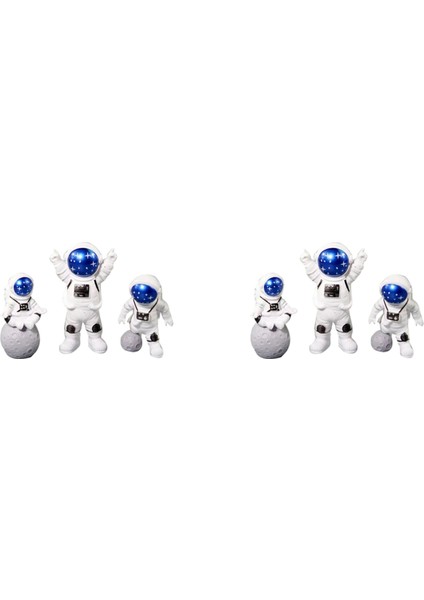 6x Iskandinav Astronot Figürleri Reçine Modeli Mini Masa Süsleri Oturma Odası Dıy Modern Ev Dekor Aksesuarları Yıldızlı Mavi (Yurt Dışından)