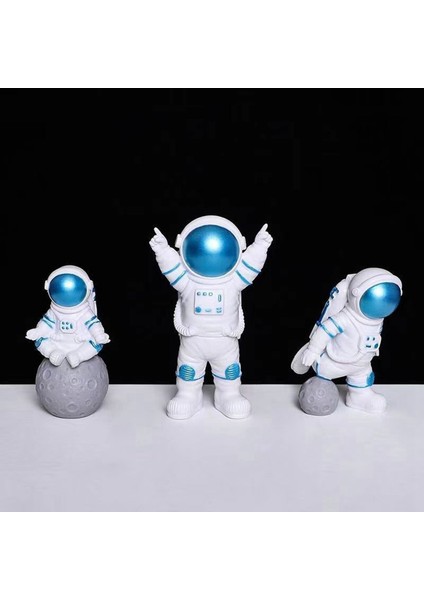 6x Iskandinav Astronot Figürleri Reçine Modeli Mini Masa Süsleri Oturma Odası Dıy Modern Ev Dekor Aksesuarları Yıldızlı Mavi (Yurt Dışından) modelleri