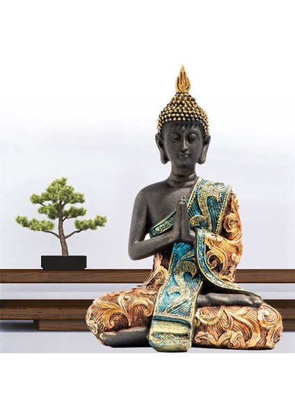 4x Buda Heykeli Tayland Heykel Reçine El Yapımı Budizm Hindu Feng Shui Heykelcik Meditasyon Ev Dekor Süsleme (Yurt Dışından)