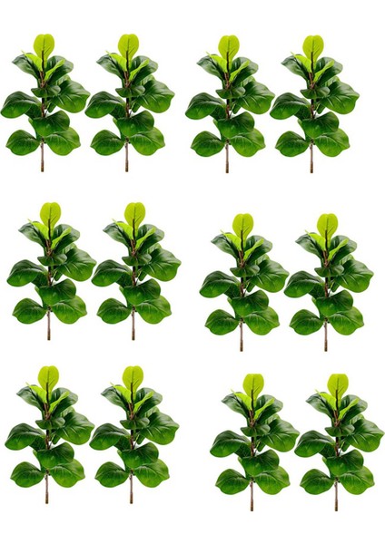 12X Yapay Bitkiler Keman Yaprağı Incir Sahte Ficus Lyrata Ağacı Sahte Yeşil Çalılar Yeşillik (Yurt Dışından)