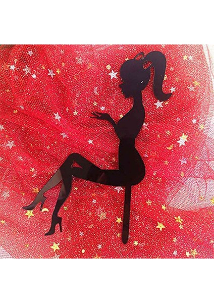 18 Adet Yüksek Topuklu Kadın Siluet Desen Kız Doğum Günü Pastası Dekorasyon Kek Topper (Siyah) (Yurt Dışından) fiyatları