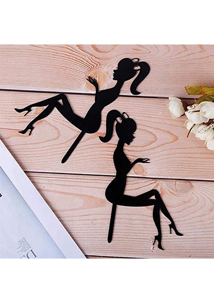 18 Adet Yüksek Topuklu Kadın Siluet Desen Kız Doğum Günü Pastası Dekorasyon Kek Topper (Siyah) (Yurt Dışından) fırsatları