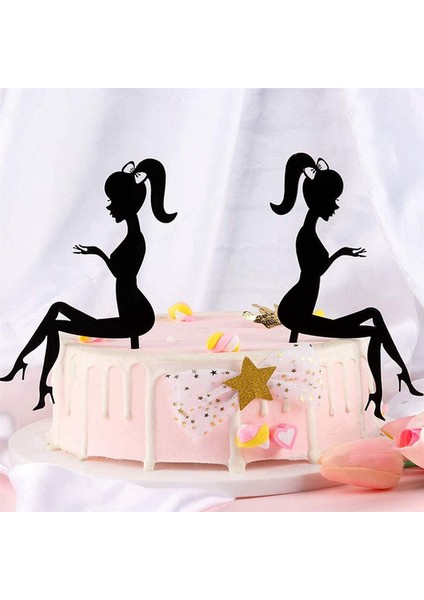 18 Adet Yüksek Topuklu Kadın Siluet Desen Kız Doğum Günü Pastası Dekorasyon Kek Topper (Siyah) (Yurt Dışından) indirimleri
