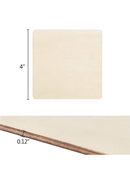 100 Parça Bitmemiş Kare Ahşap Dilimleri Boş 4x4 In, Bardak Altlıkları, Pirografi, Boyama, Yazma, Fotoğraf Sahne Süslemeleri (Yurt Dışından) indirimleri