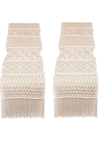 2x Makrome Masa Koşucu, Boho Düğün Masa Dekoru, El Dokuma Vintage Çiftlik Evi Bohem Yemek Odası Tarzı Süslemeleri (Yurt Dışından) fiyatları